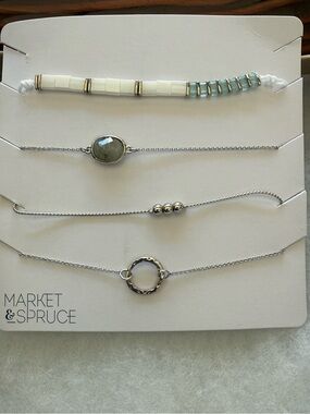 Market & Spruce Silver-Tone Layered Bracelet Set with White and Blue Accents